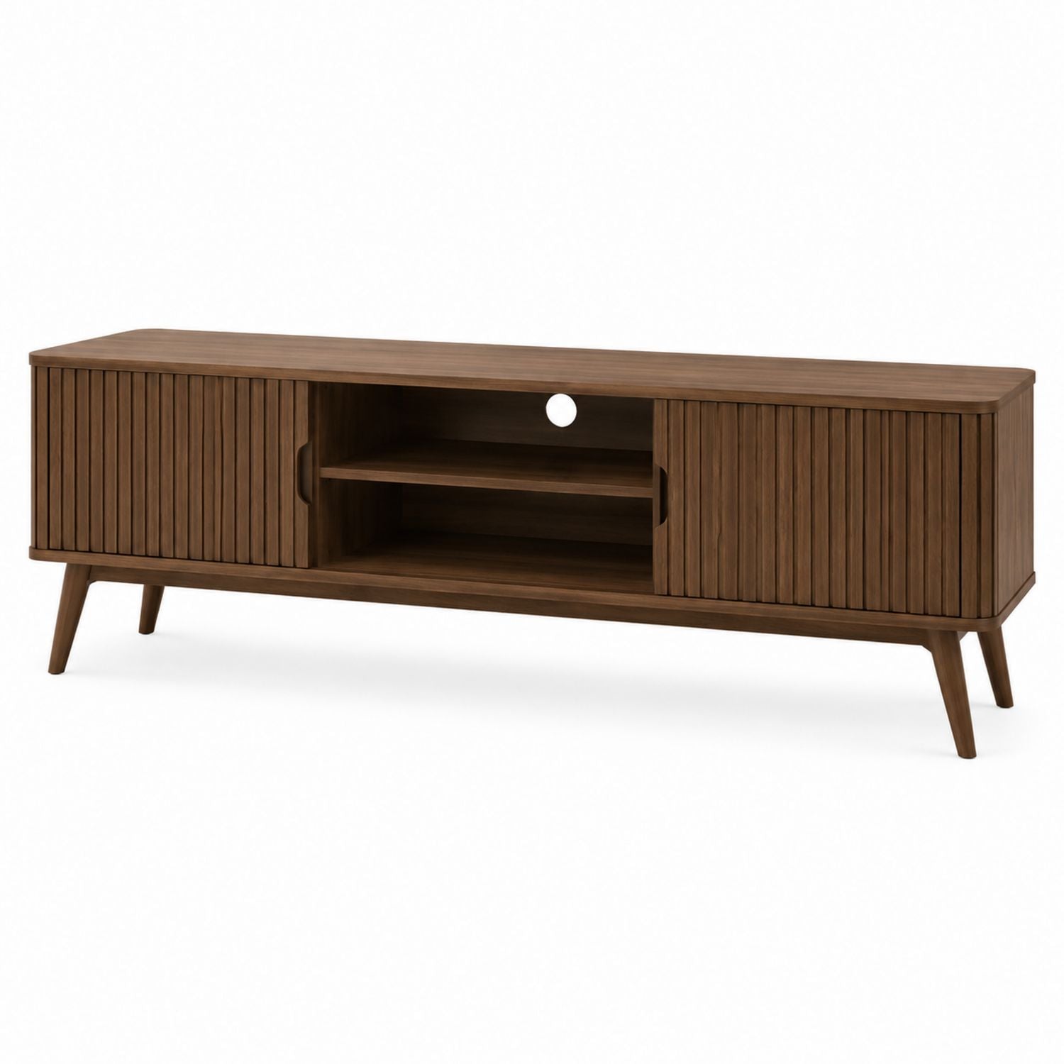 Walnut Wood TV Stand with Sliding Doors 180cm