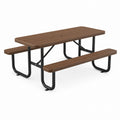 Rectangular Outdoor Picnic Table with Benches Wood Steel Frame Brown 71in