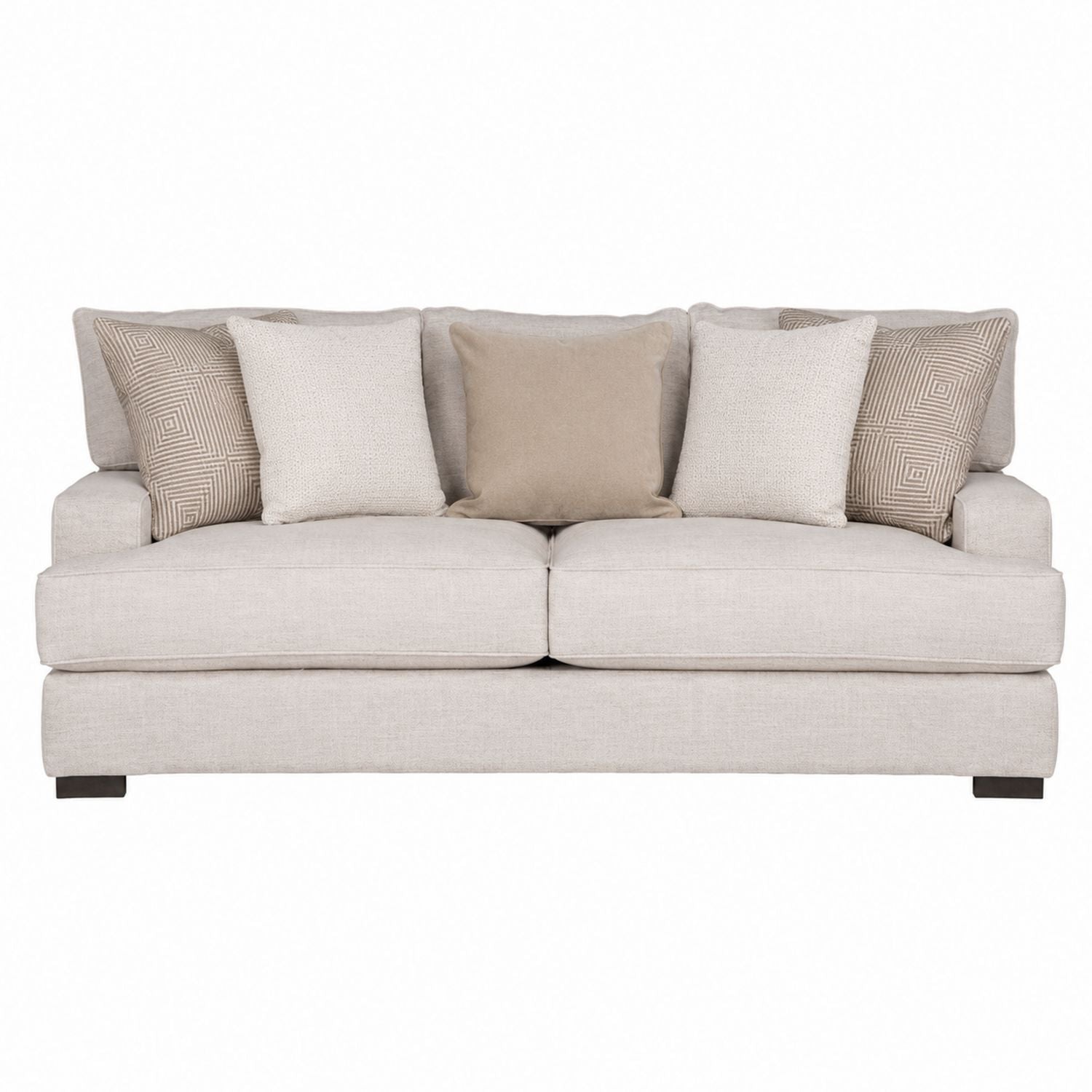Beige Fabric Sofa with Cushions 220cm x 95cm x 85cm