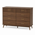 Engineered Wood Dresser with Gold Handles and 8 Drawers, Brown, 120cm x 40cm x 90cm
