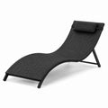 Outdoor Curved Rattan Sun Lounger Black