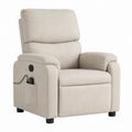 Recliner Chair Polyester Fabric Beige with Padded Armrests and Remote Control Pocket