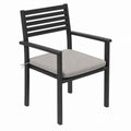 Outdoor Metal Frame Chair with Cushioned Seat Black/Grey