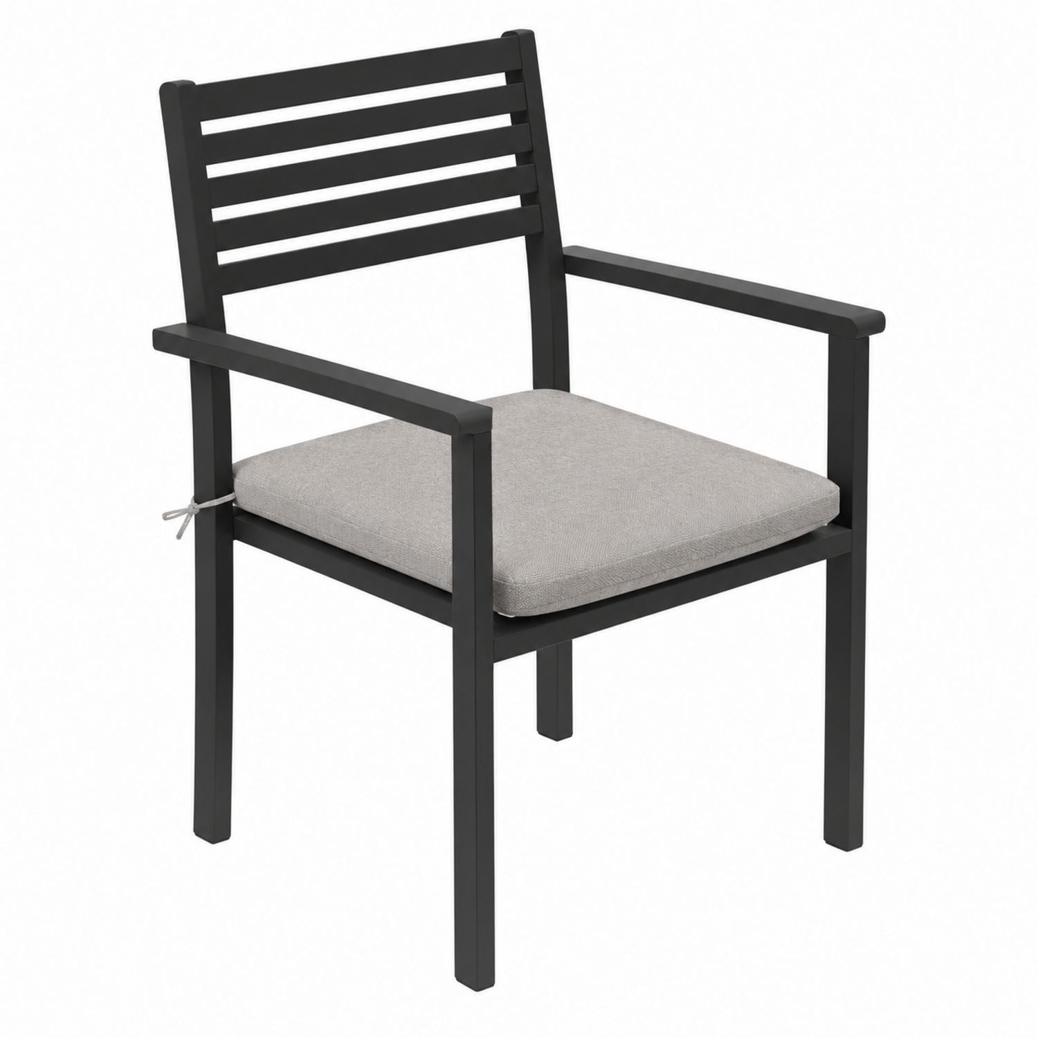 Outdoor Metal Frame Chair with Cushioned Seat Black/Grey