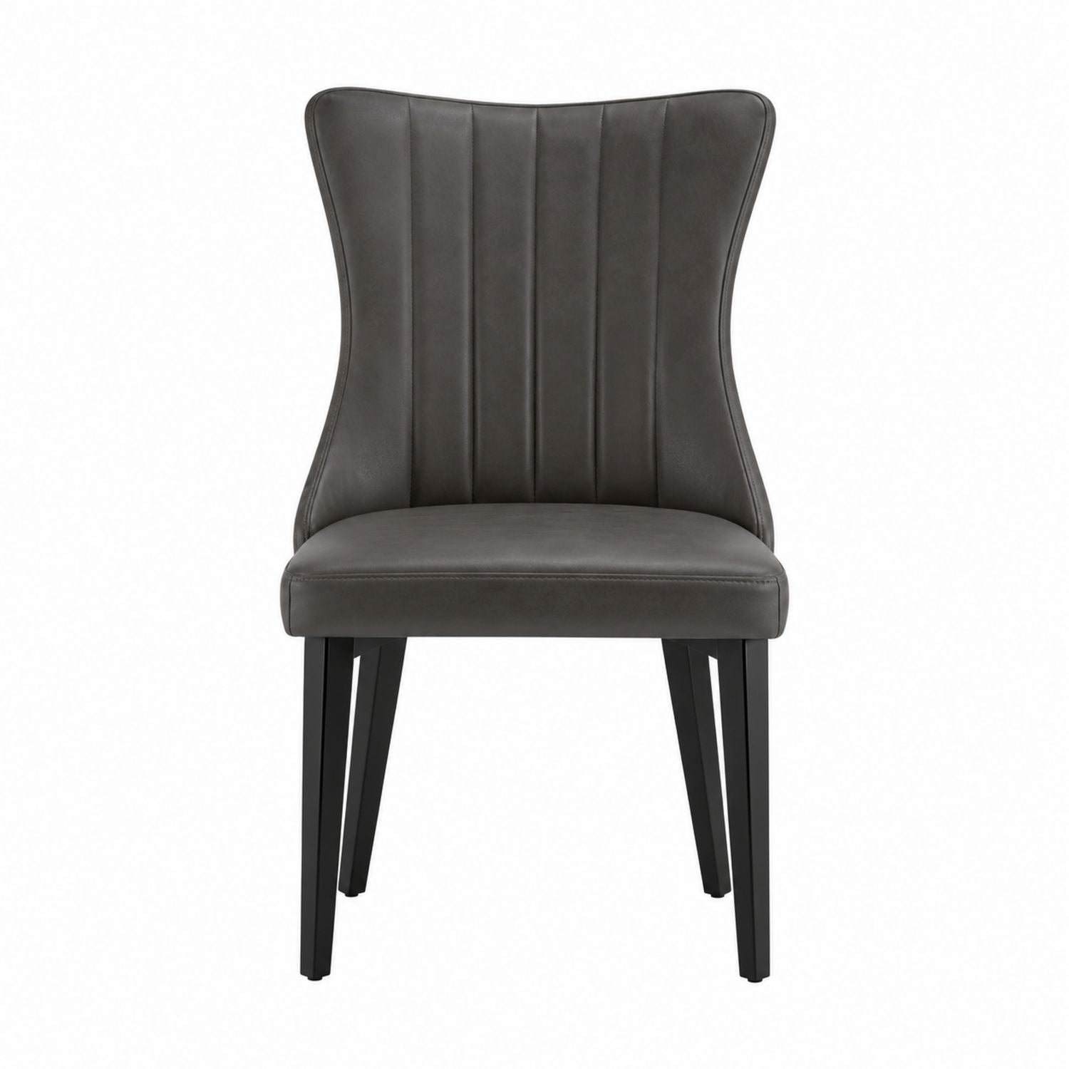Gray PU Leather Chair with Black Metal Legs