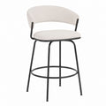 Metal Frame Bar Stool with Beige Polyester Upholstery 105cm