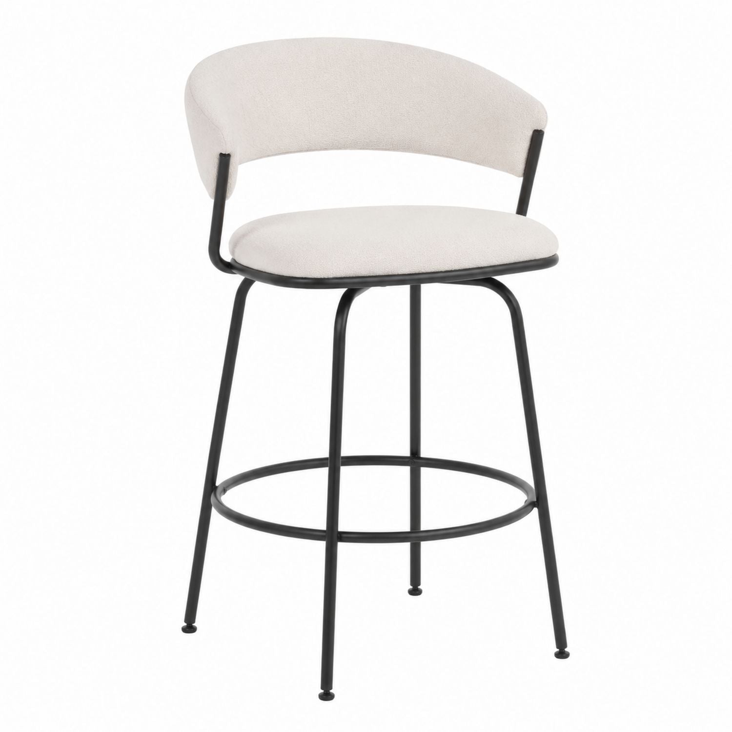 Metal Frame Bar Stool with Beige Polyester Upholstery 105cm