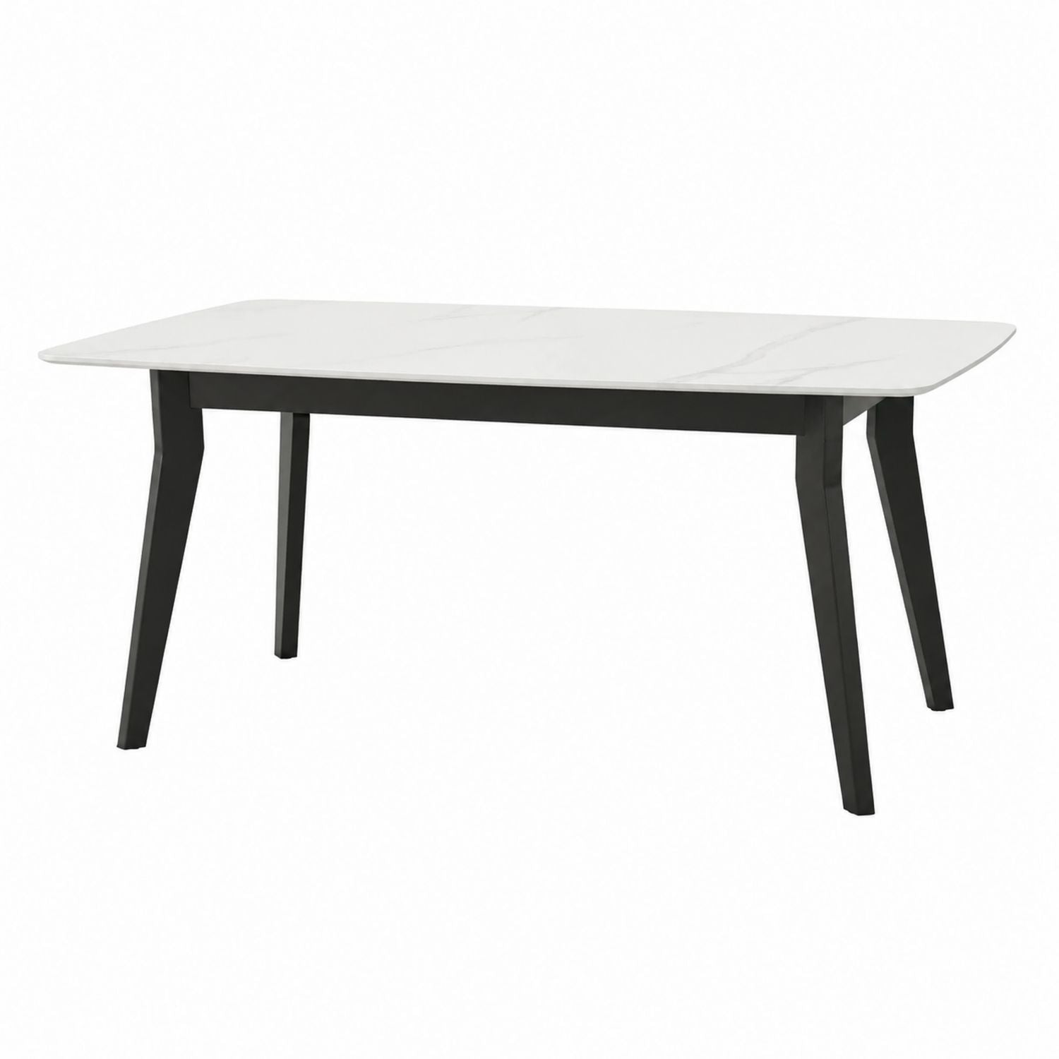 Rectangular Dining Table Ceramic Top Black Metal Legs 160cm x 90cm