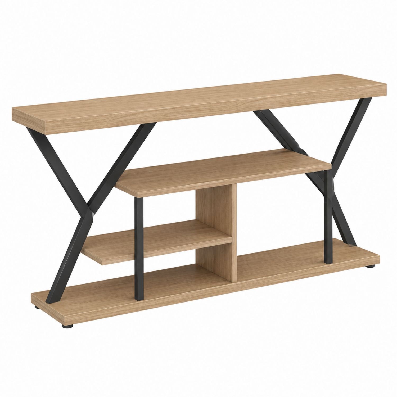 Wood Console Table with Metal Frame 120cm x 30cm x 80cm