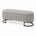 Grey Polyester Upholstered Bench with Steel Legs 120cm