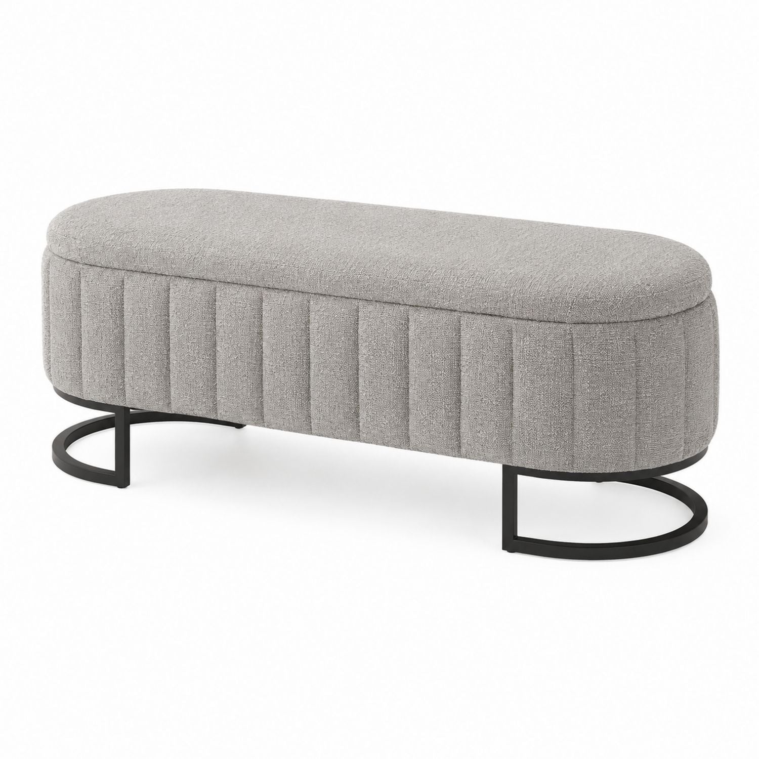 Grey Polyester Upholstered Bench with Steel Legs 120cm