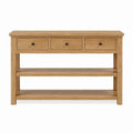 Solid Wood Console Table with Drawers and Shelves 120cm
