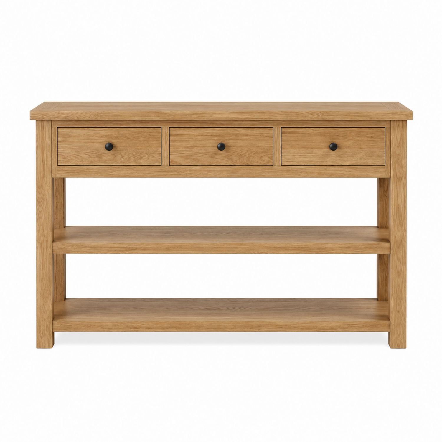 Solid Wood Console Table with Drawers and Shelves 120cm