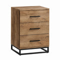 3 Drawer Wood Nightstand with Metal Base
