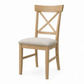 Oak Wood Dining Chair with Fabric Seat