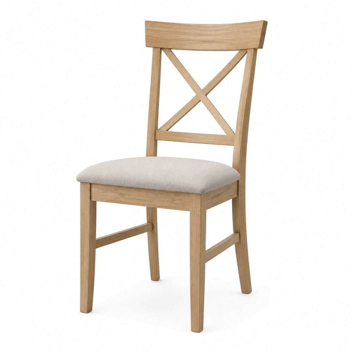 Oak Wood Dining Chair with Fabric Seat