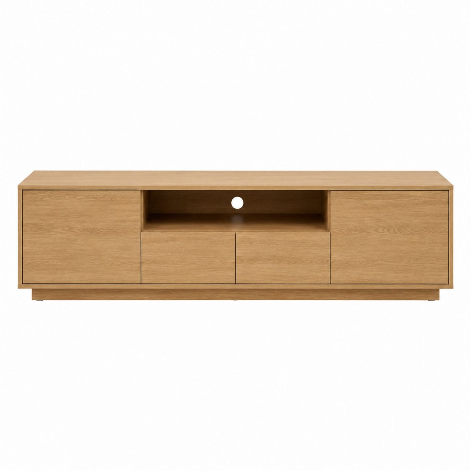 Wooden TV Stand Entertainment Center with Shelves and Cabinets Light Oak 180cm x 40cm x 50cm
