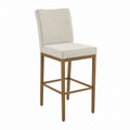 Beige Polyester Fabric Bar Stool with Solid Wood Frame and 102cm Height