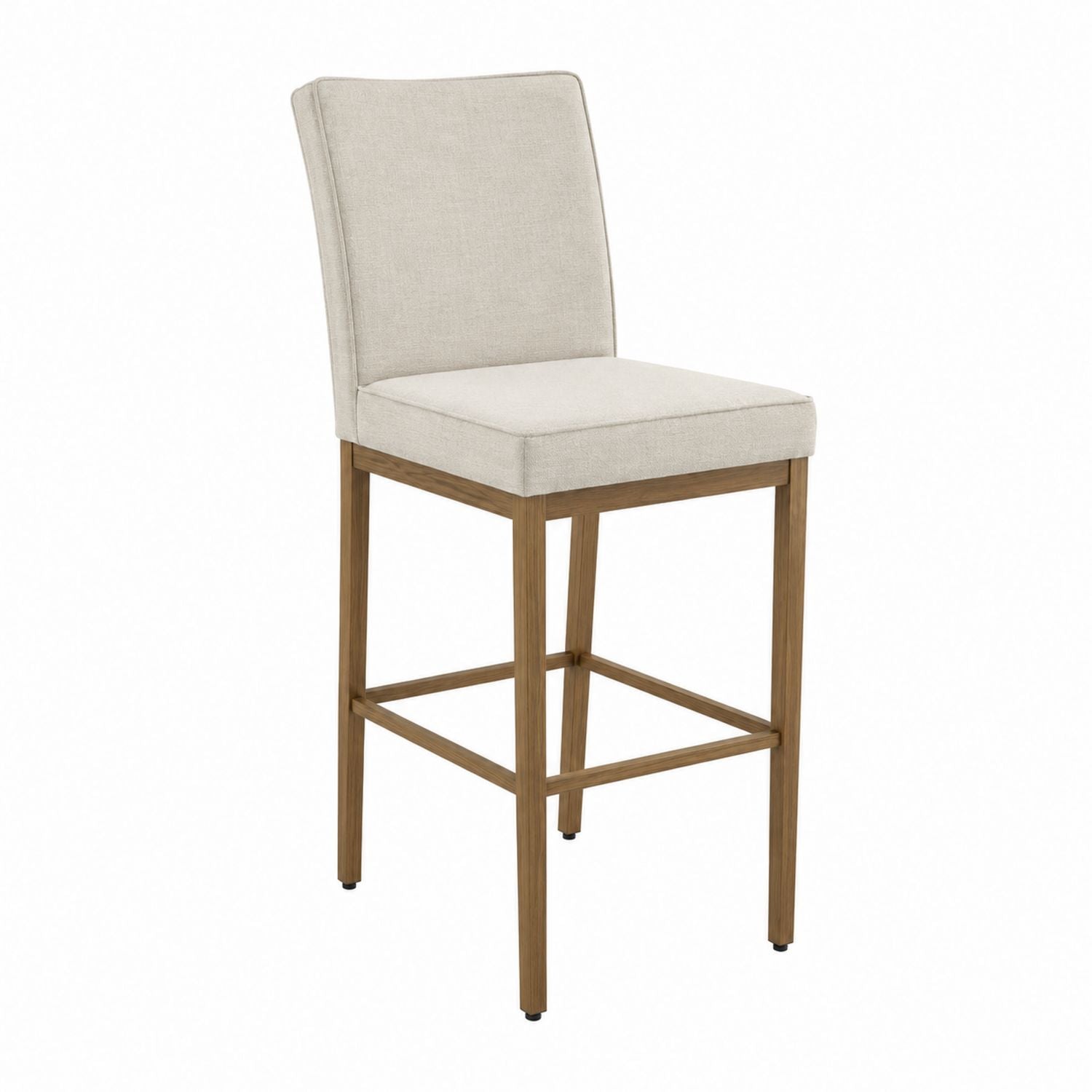 Beige Polyester Fabric Bar Stool with Solid Wood Frame and 102cm Height
