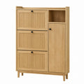 Wooden Shoe Storage Cabinet with Natural Veneer Finish
