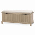 Wood Storage Bench with Cushioned Top Beige 120cm