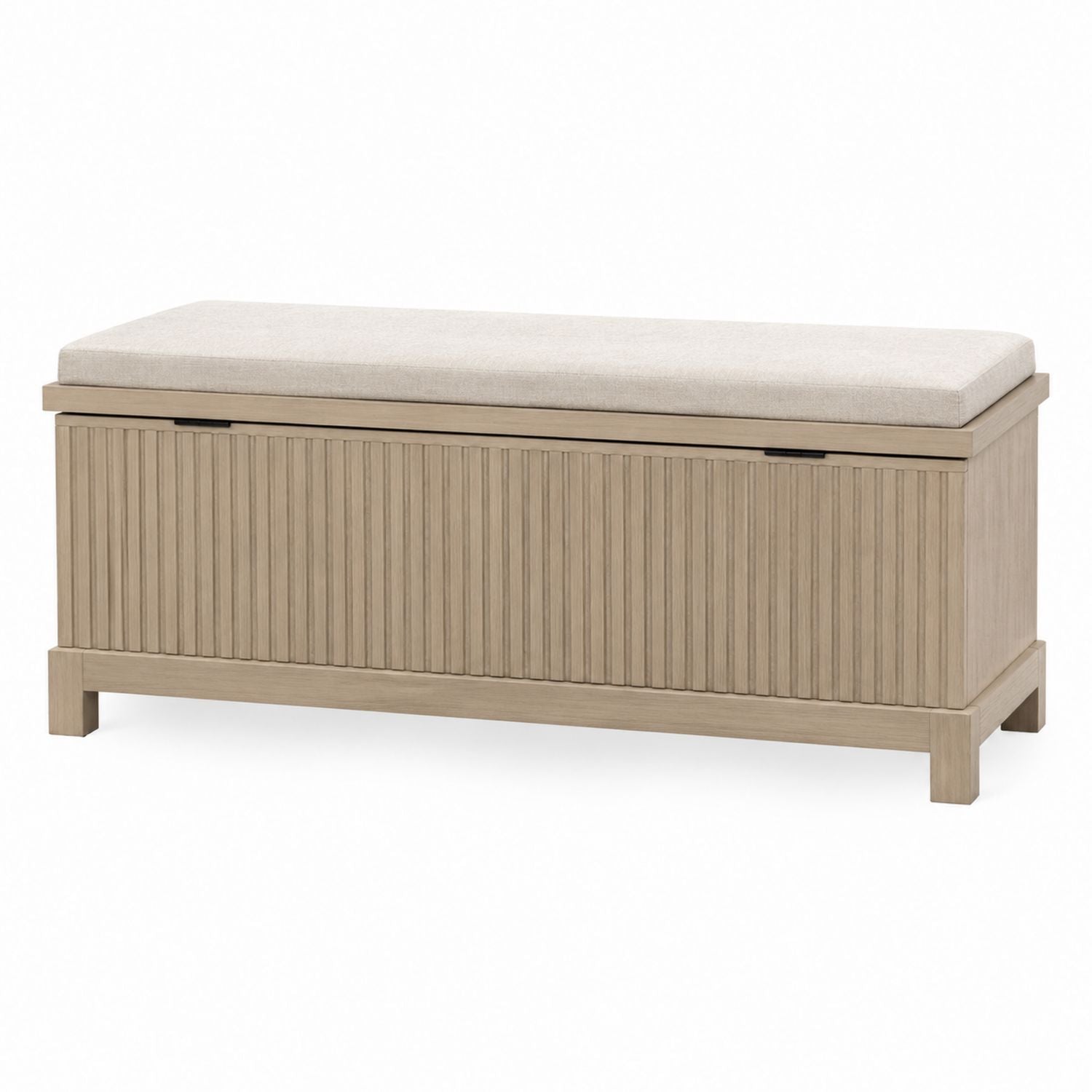 Wood Storage Bench with Cushioned Top Beige 120cm