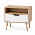 Wood Nightstand with Drawer and Open Shelf