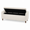Fabric Storage Bench with Solid Wood Frame Beige 160cm
