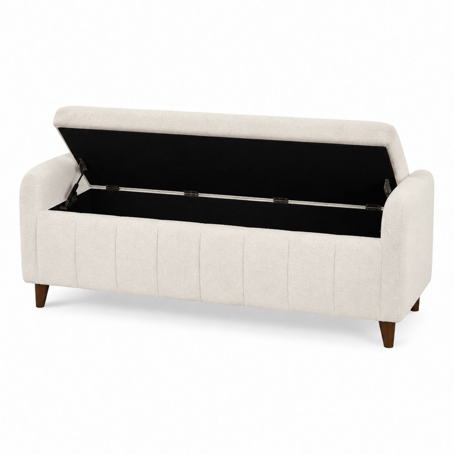 Fabric Storage Bench with Solid Wood Frame Beige 160cm