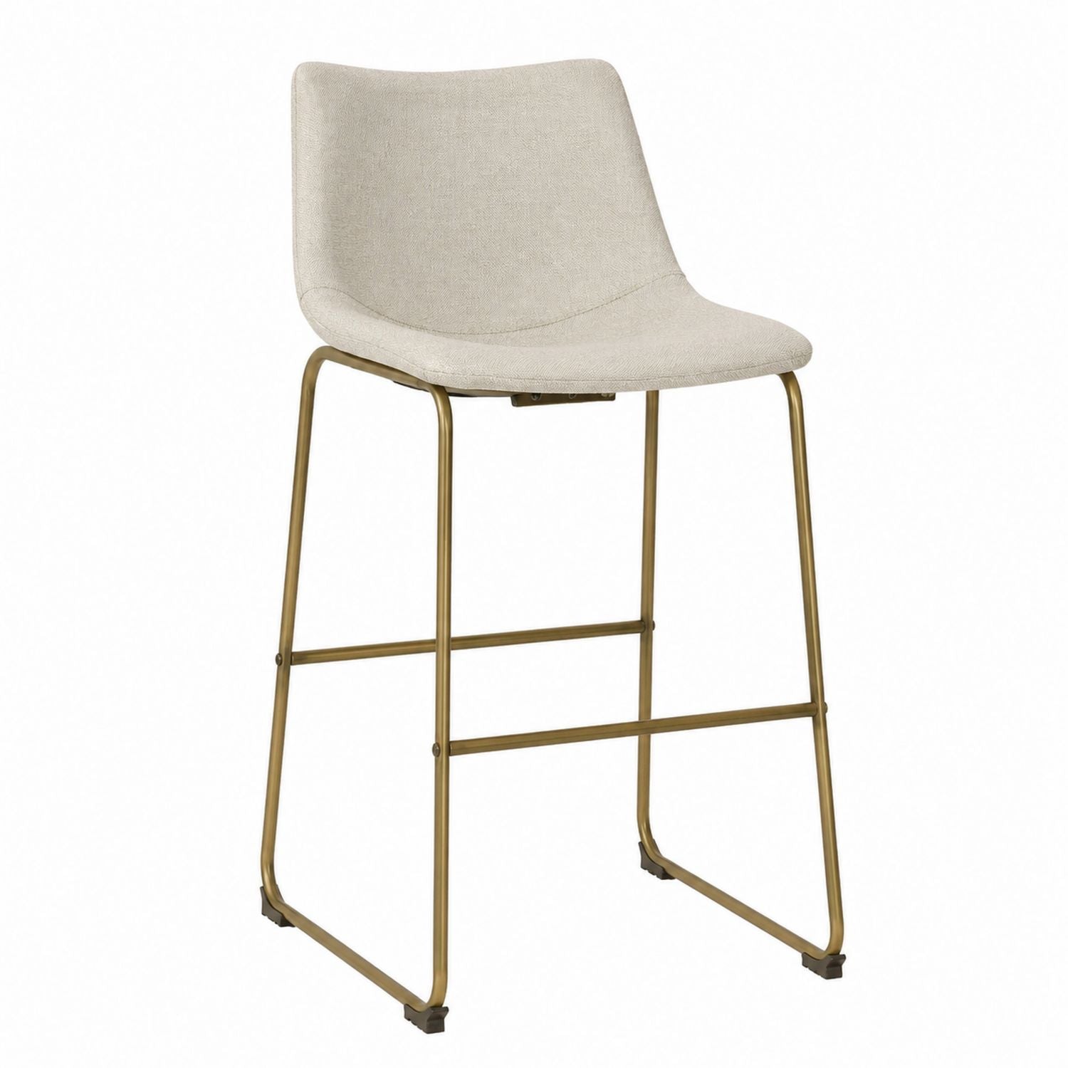 Beige Upholstered Counter Height Bar Stool with Metal Frame