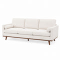 Three-Seater Fabric Sofa with Wood Base Beige