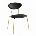 Black Faux Leather Chair with Gold Metal Legs