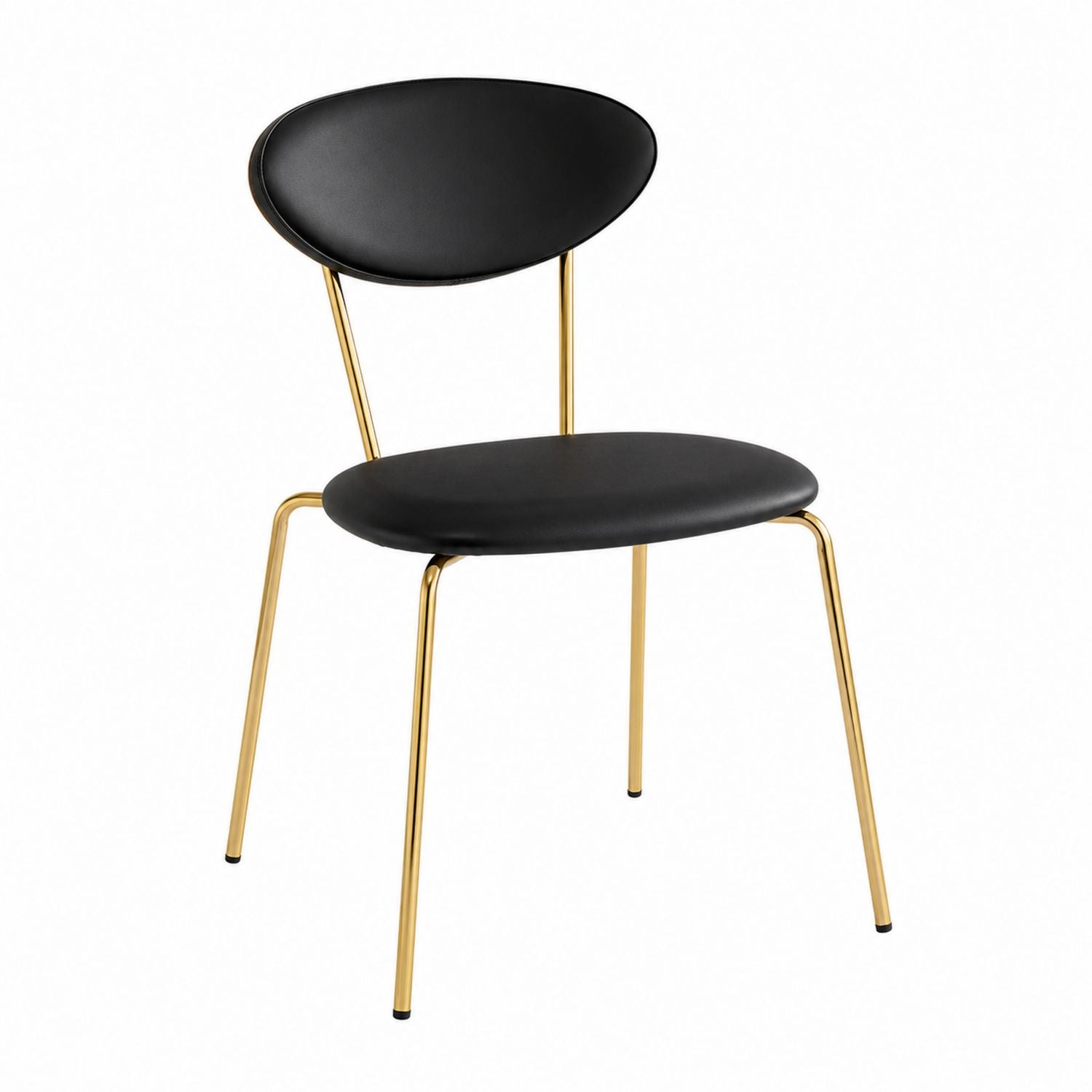 Black Faux Leather Chair with Gold Metal Legs