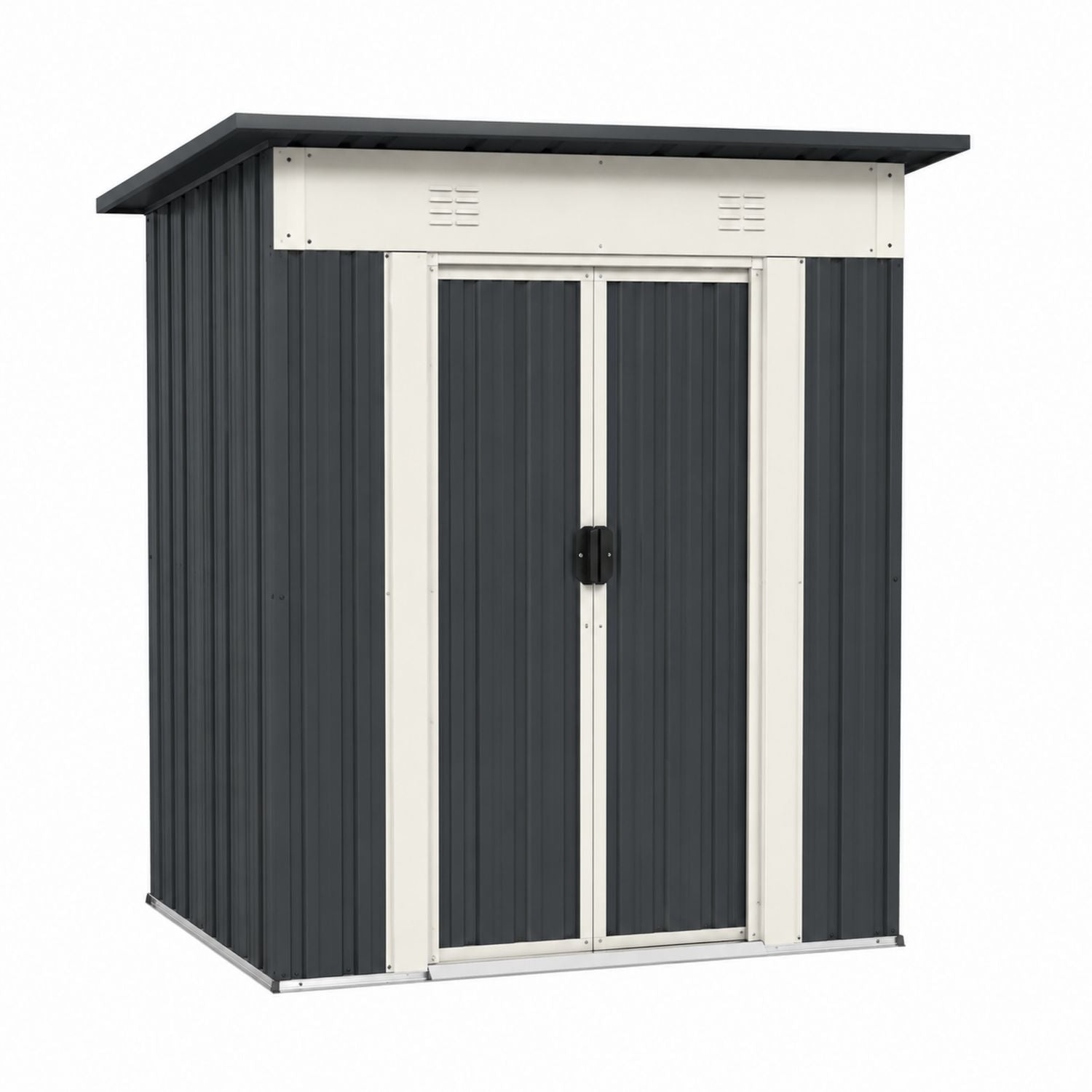 Outdoor Metal Storage Shed Galvanized Steel Gray 2x1m