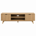 Wooden TV Stand with Storage Solid Oak