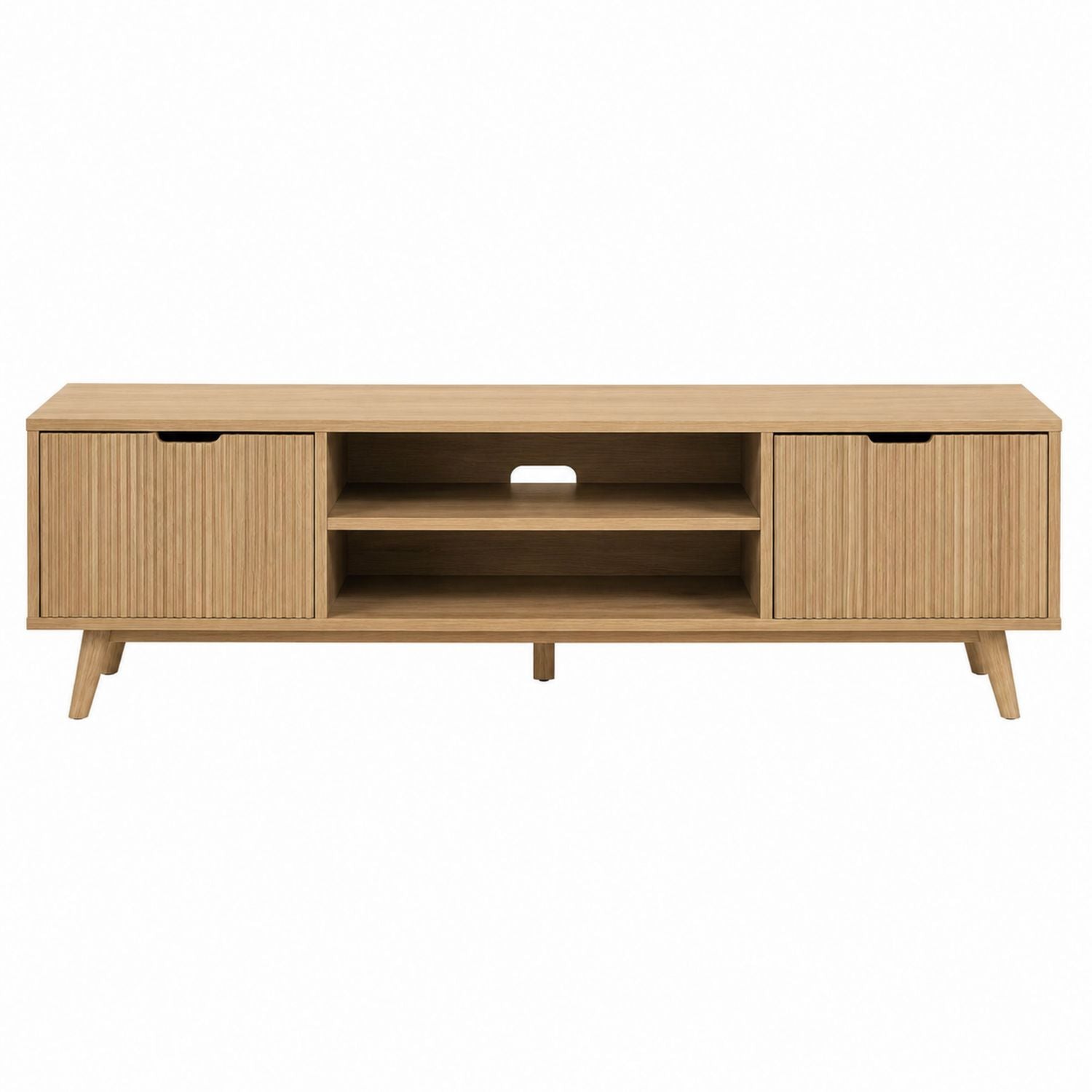 Wooden TV Stand with Storage Solid Oak