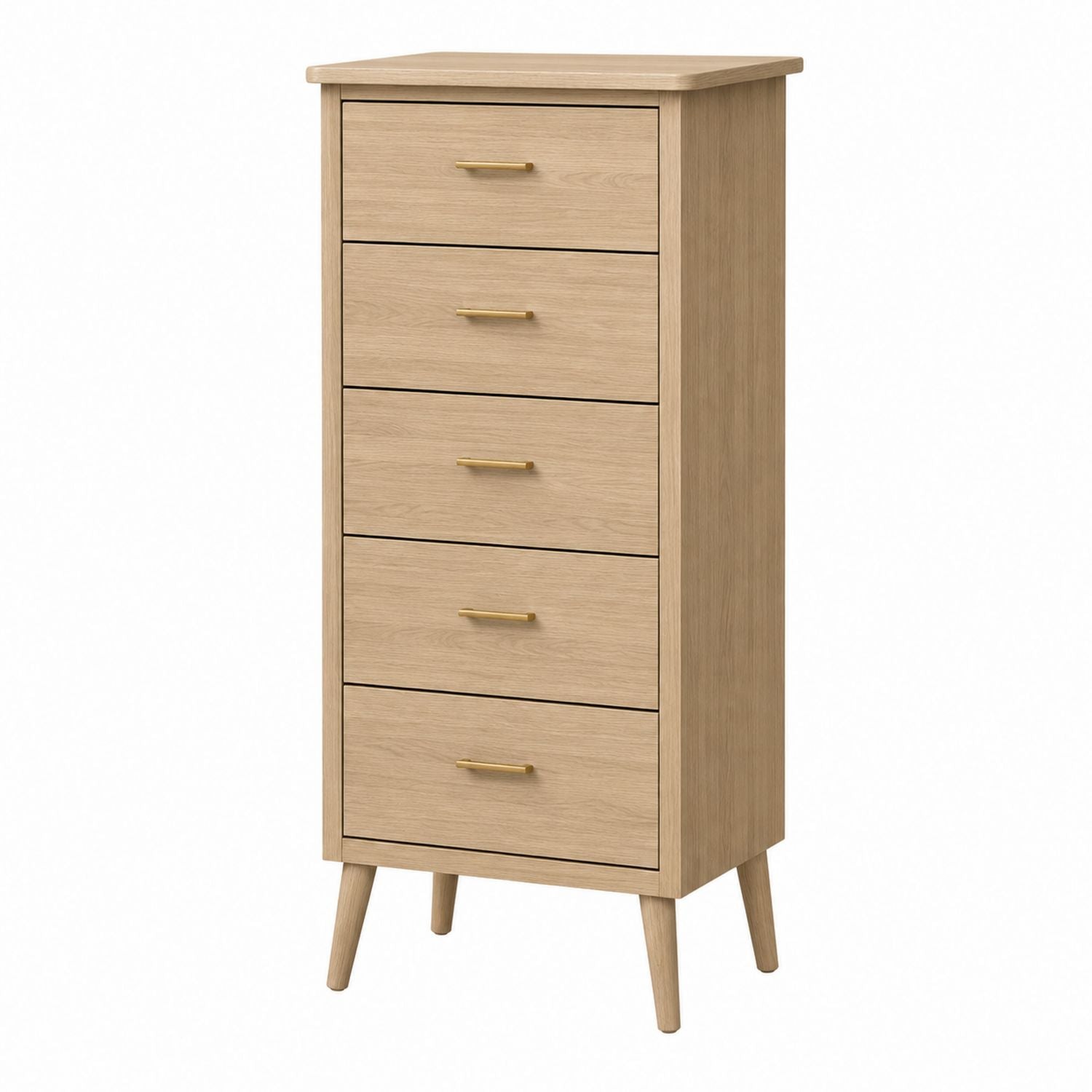 Wood Veneer 5-Drawer Dresser with Metal Handles