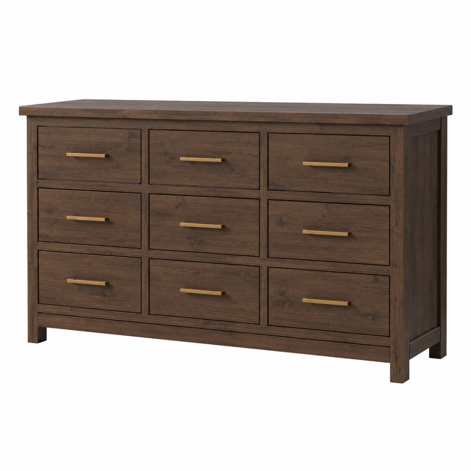Wood 9-Drawer Dresser with Metal Handles