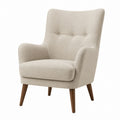 Fabric Armchair with Wooden Legs Beige
