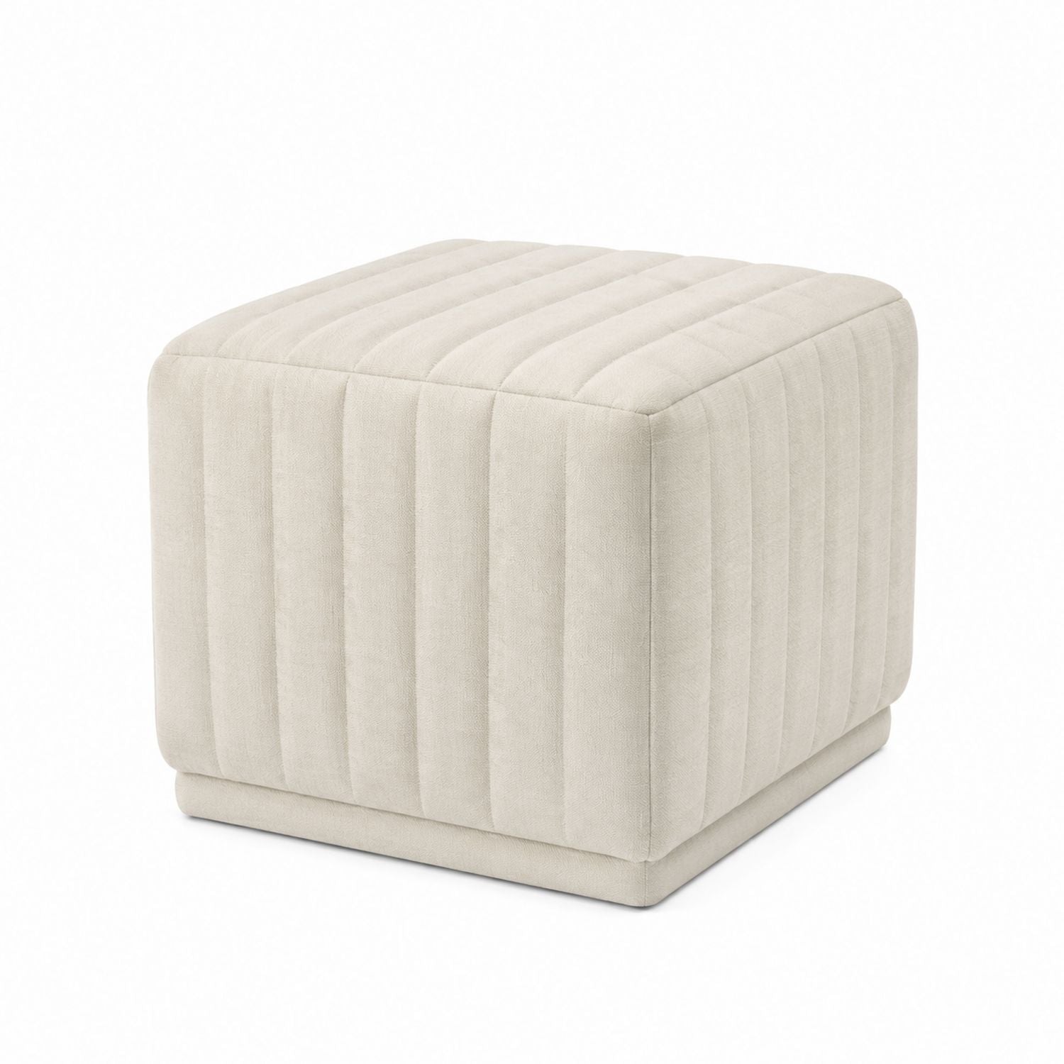 Fabric Ottoman Beige 40cm x 40cm x 40cm