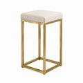 Square Bar Stool with Beige Polyester Cushion and Gold Steel Frame 30cm x 30cm x 70cm