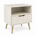 MDF Nightstand with Drawer and Open Shelf Beige 45cm x 35cm x 60cm