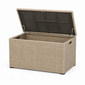 Outdoor Wicker Storage Box Beige 120cm