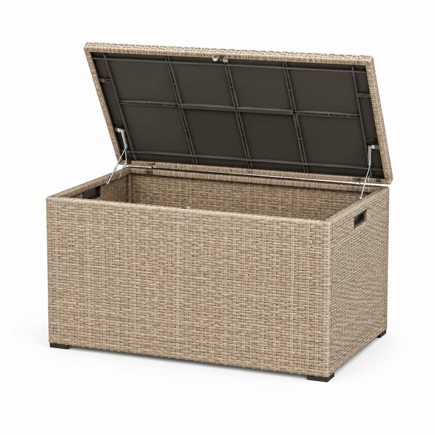 Outdoor Wicker Storage Box Beige 120cm