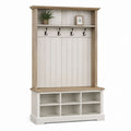 Hall Tree with Shoe Storage Bench MDF/Particle Board White/Natural