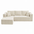 Beige Polyester L-Shaped Sectional Corner Sofa 280cm x 170cm x 85cm