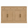 Oak Sideboard with Brass Handles 4-Door 80cm High