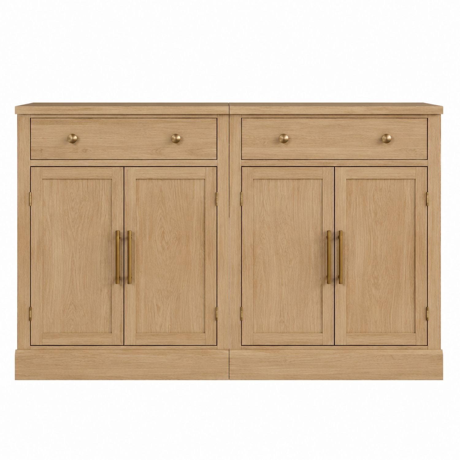 Oak Sideboard with Brass Handles 4-Door 80cm High