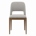 Gray Upholstered Dining Chair with Walnut Frame