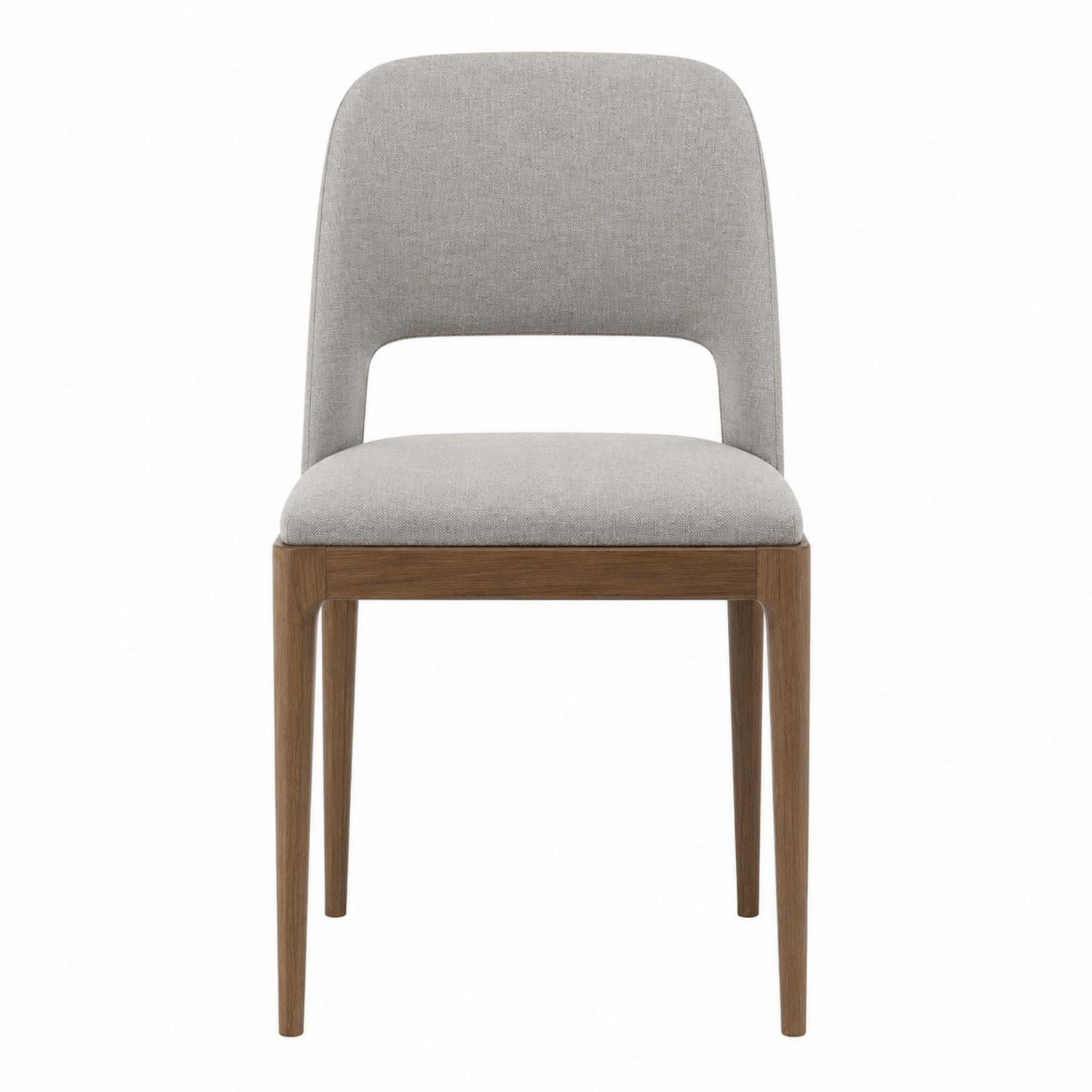 Gray Upholstered Dining Chair with Walnut Frame